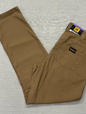 CAT Caterpillar Utility Work Pants Mens 30 x 34 Brown Flex Waistband Cell Pocket